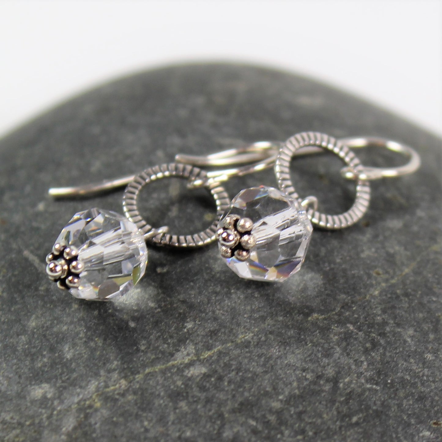 Crystal and Sterling Loop Earrings