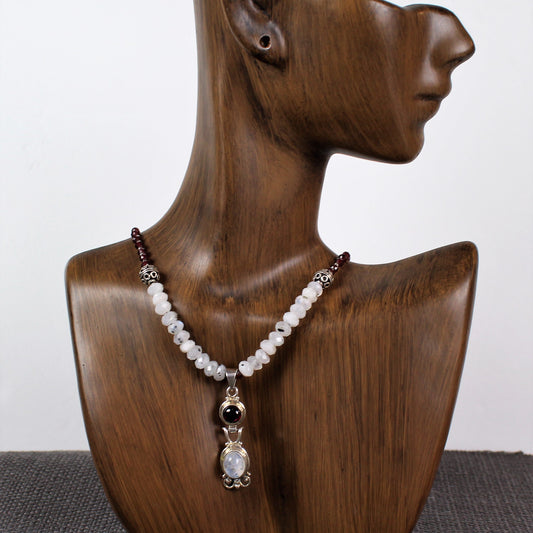 Moonstone and Garnet Necklace