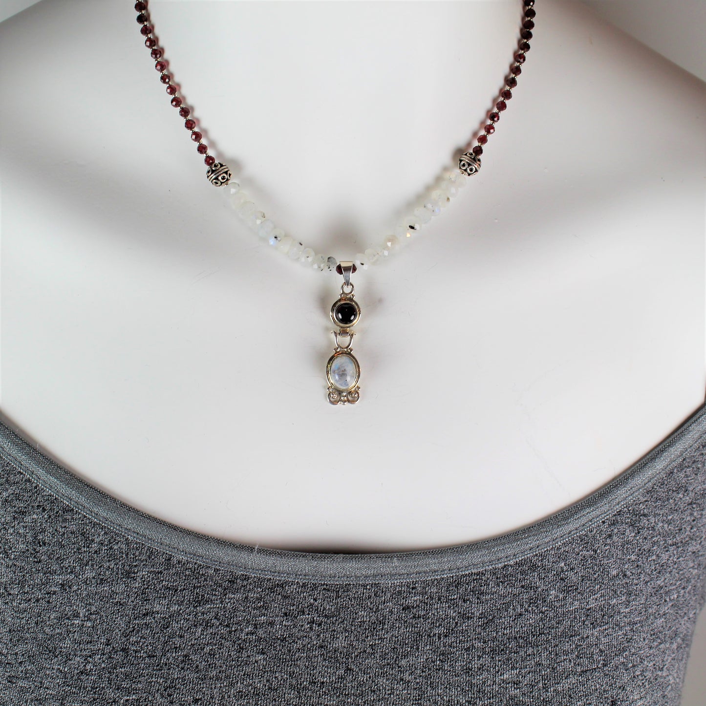 Moonstone and Garnet Necklace