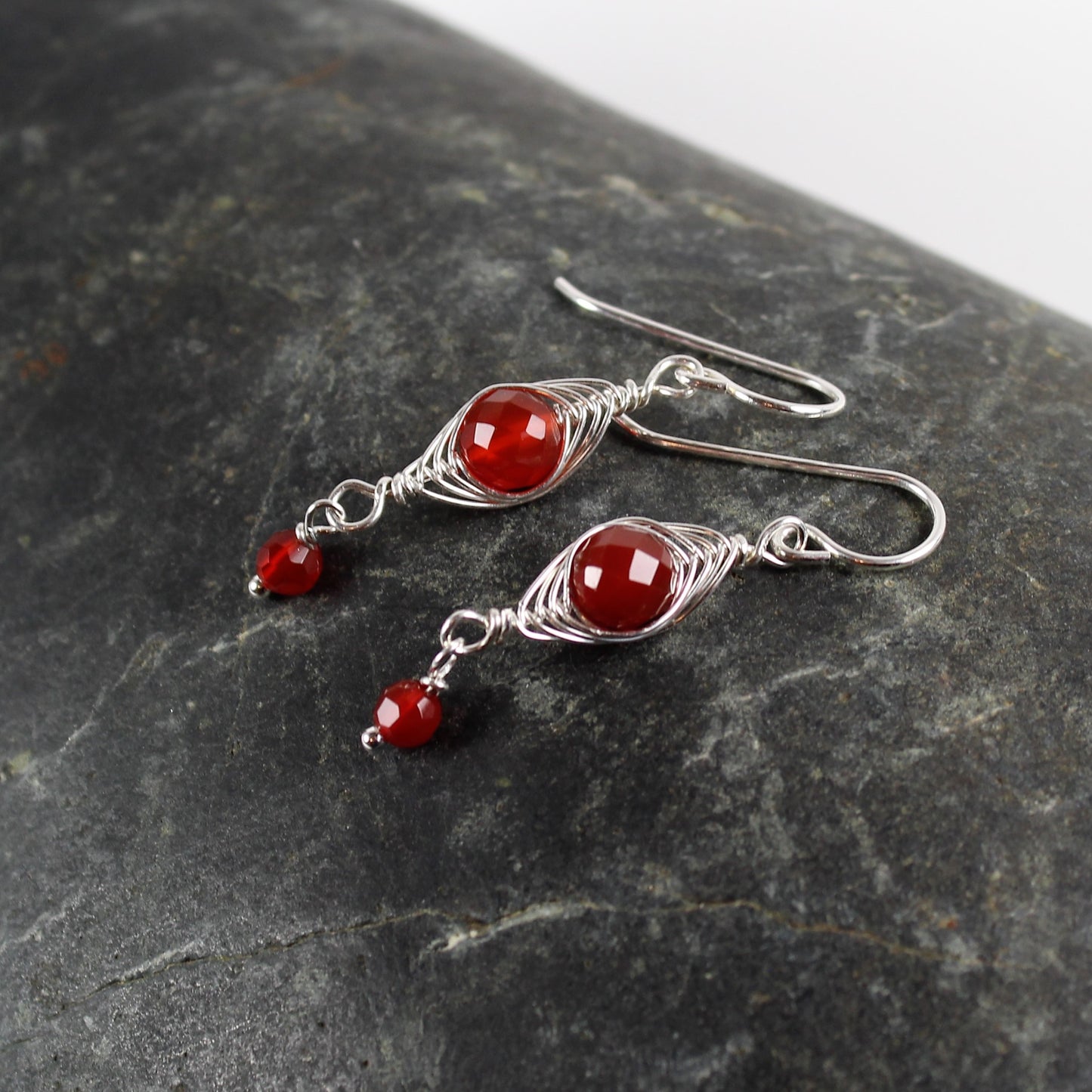 Carnelian Herringbone Earrings