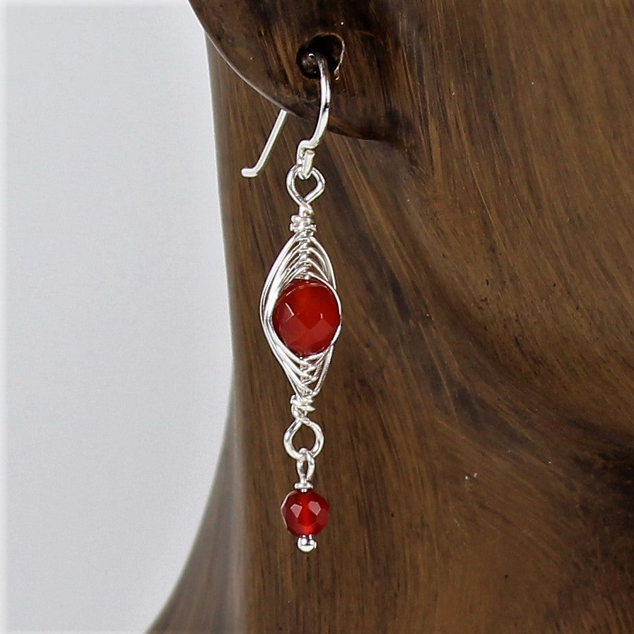 Carnelian Herringbone Earrings