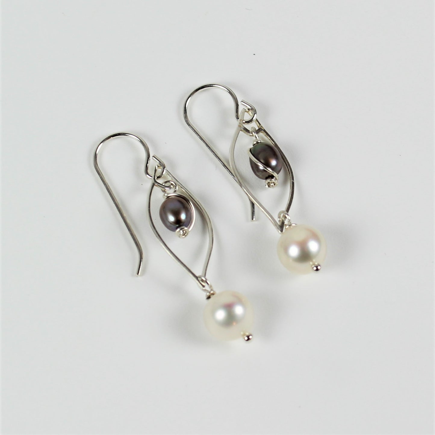 White and Beige Pearl Drop Earrings