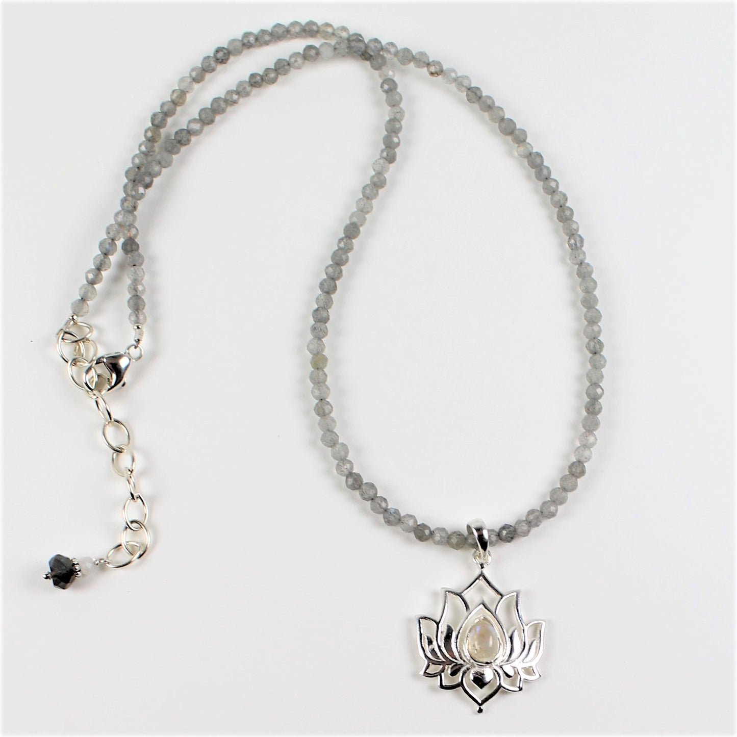 Lotus and Moonstone Pendant Necklace