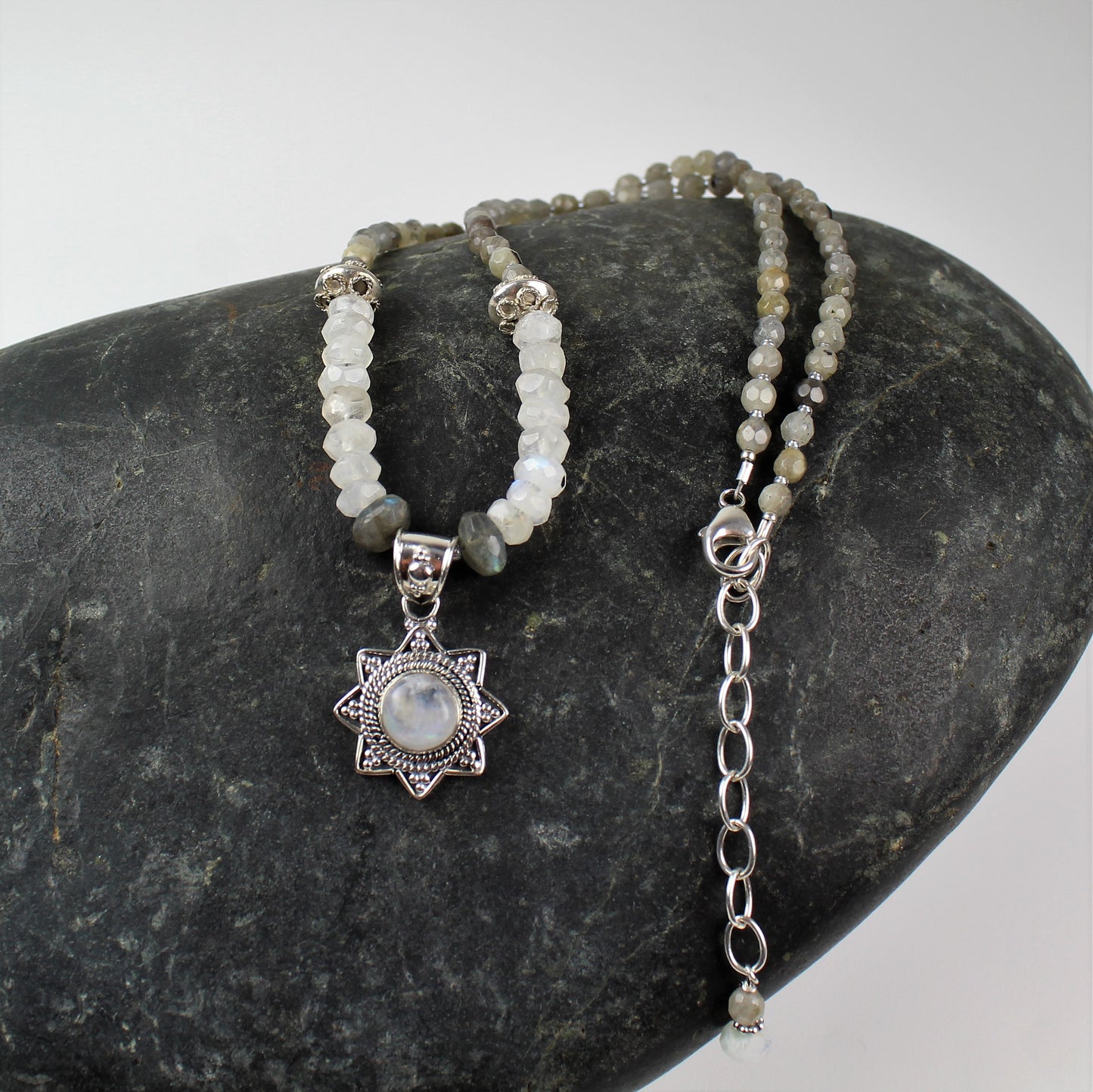 Moonstone and Sterling Pendant Necklace