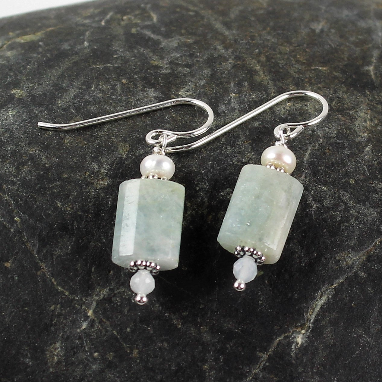 Aquamarine and Pearl Earrings