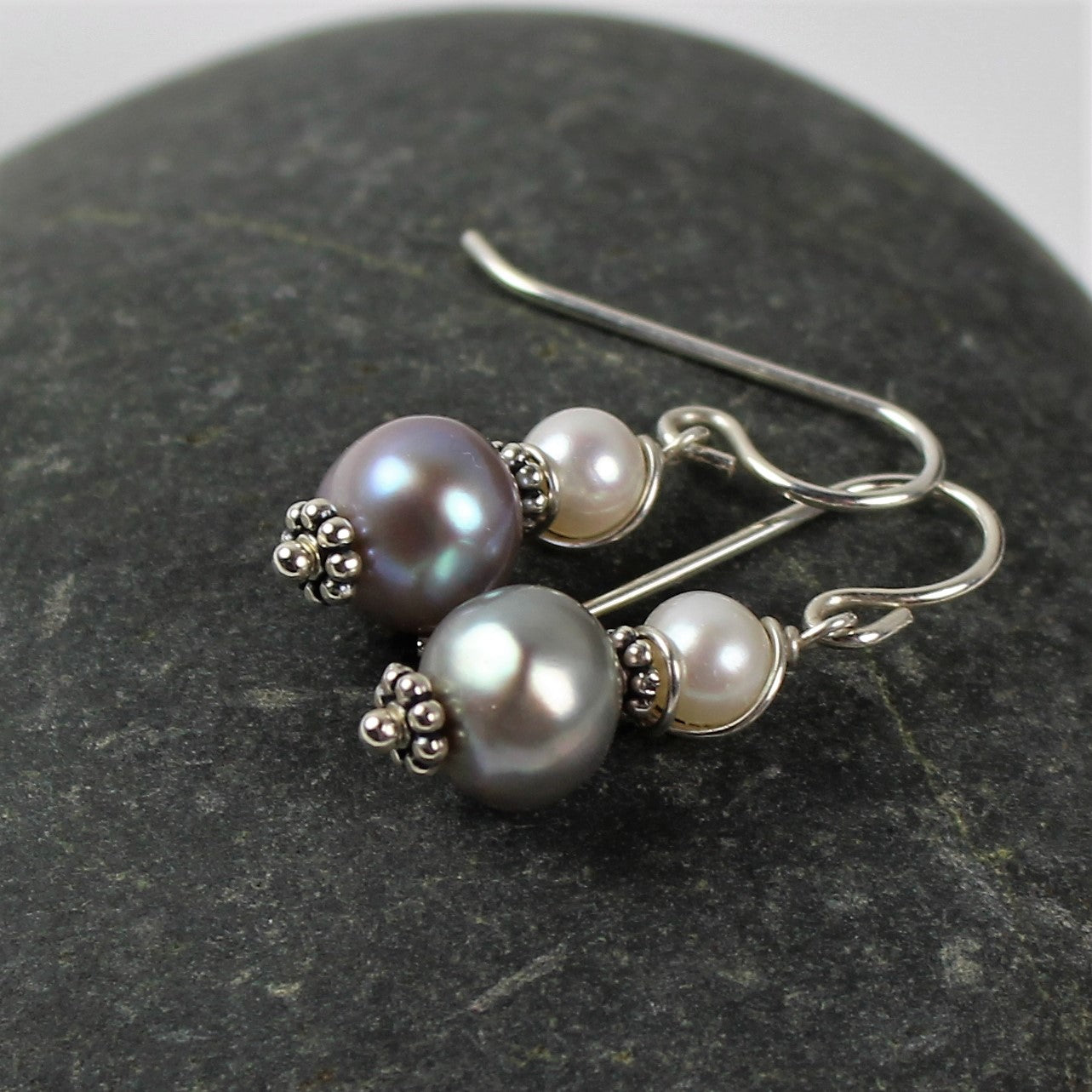 Two-Tone Pearl Earrings