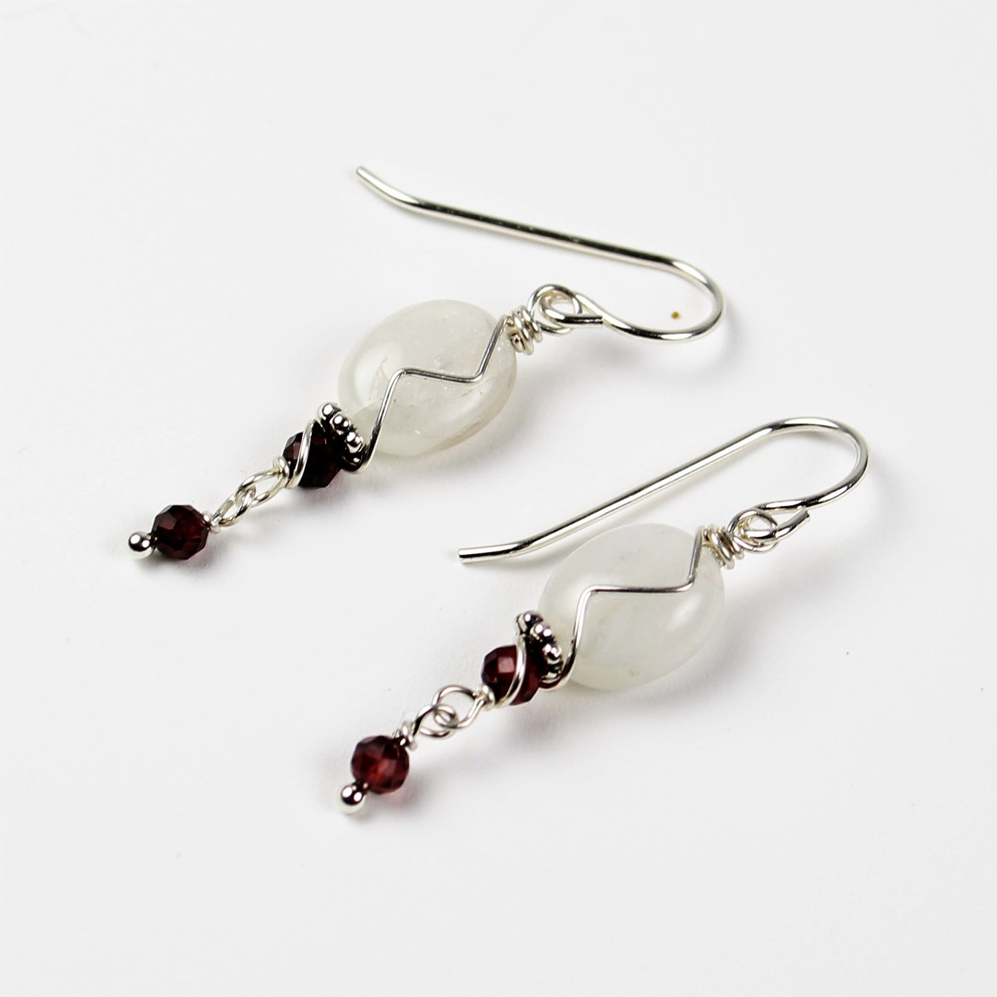 Moonstone and Garnet Earrings