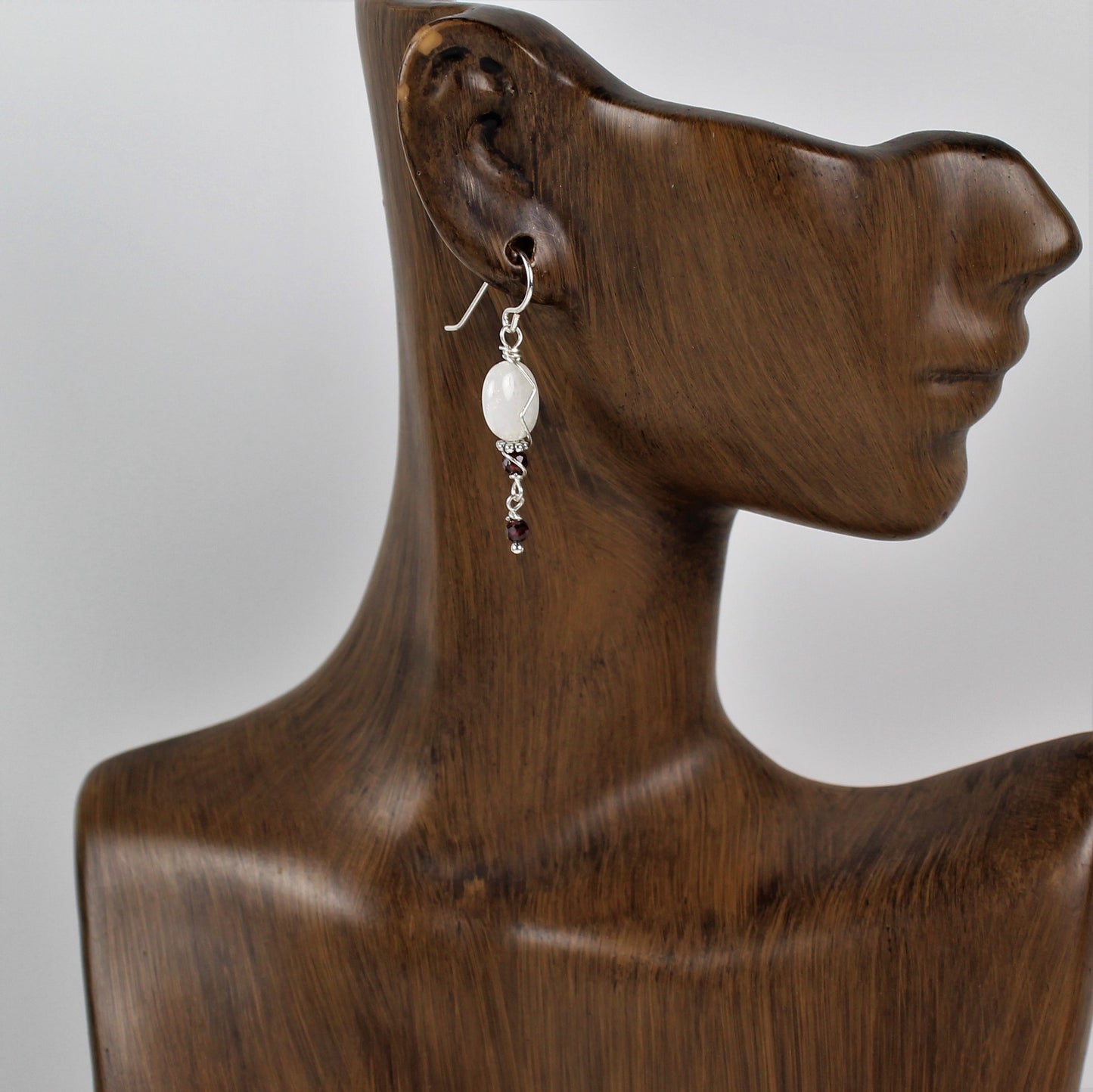 Moonstone and Garnet Earrings