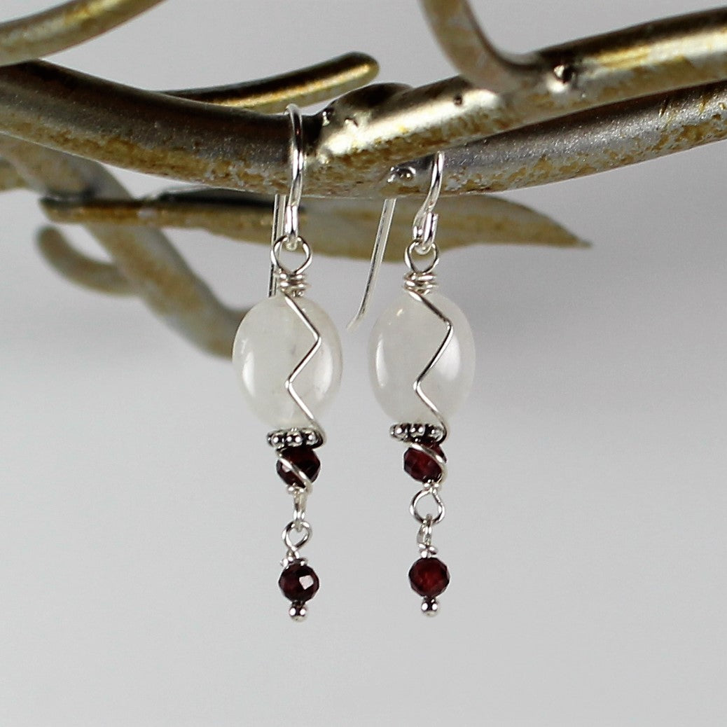 Moonstone and Garnet Earrings