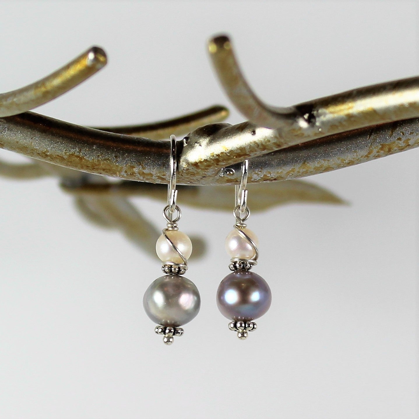 Two-Tone Pearl Earrings