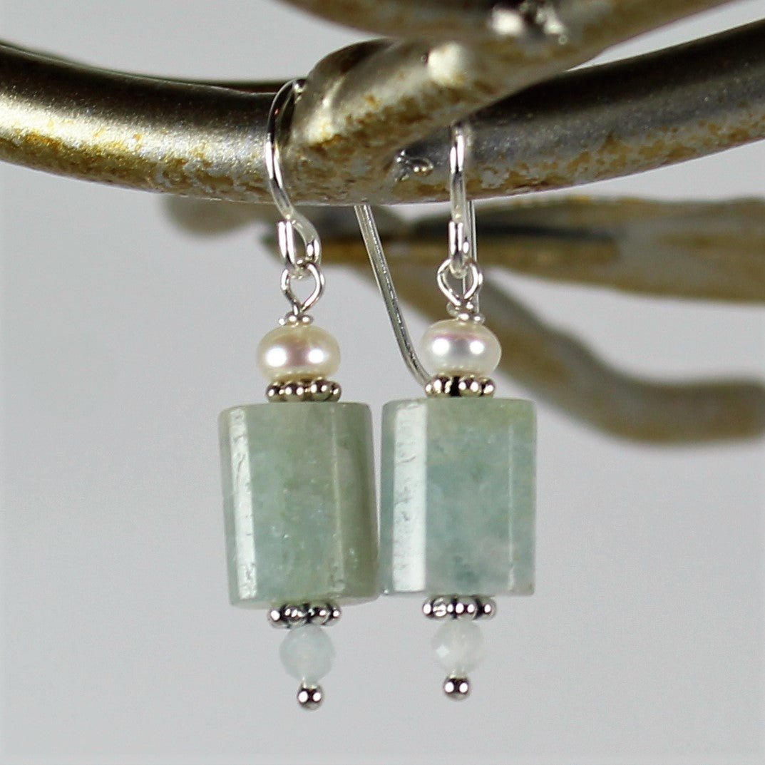 Aquamarine and Pearl Earrings