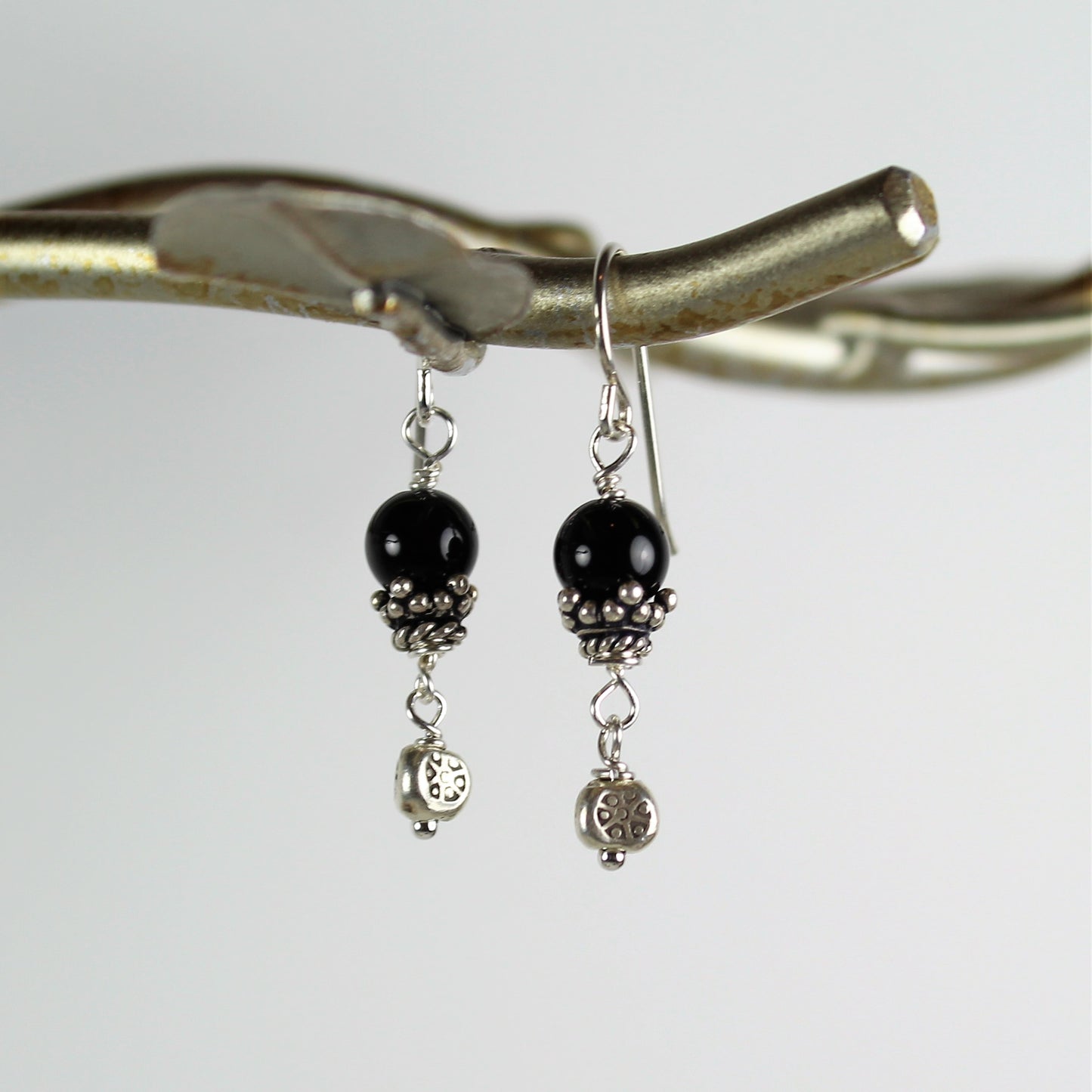 Onyx and Sterling Dangle Earrings