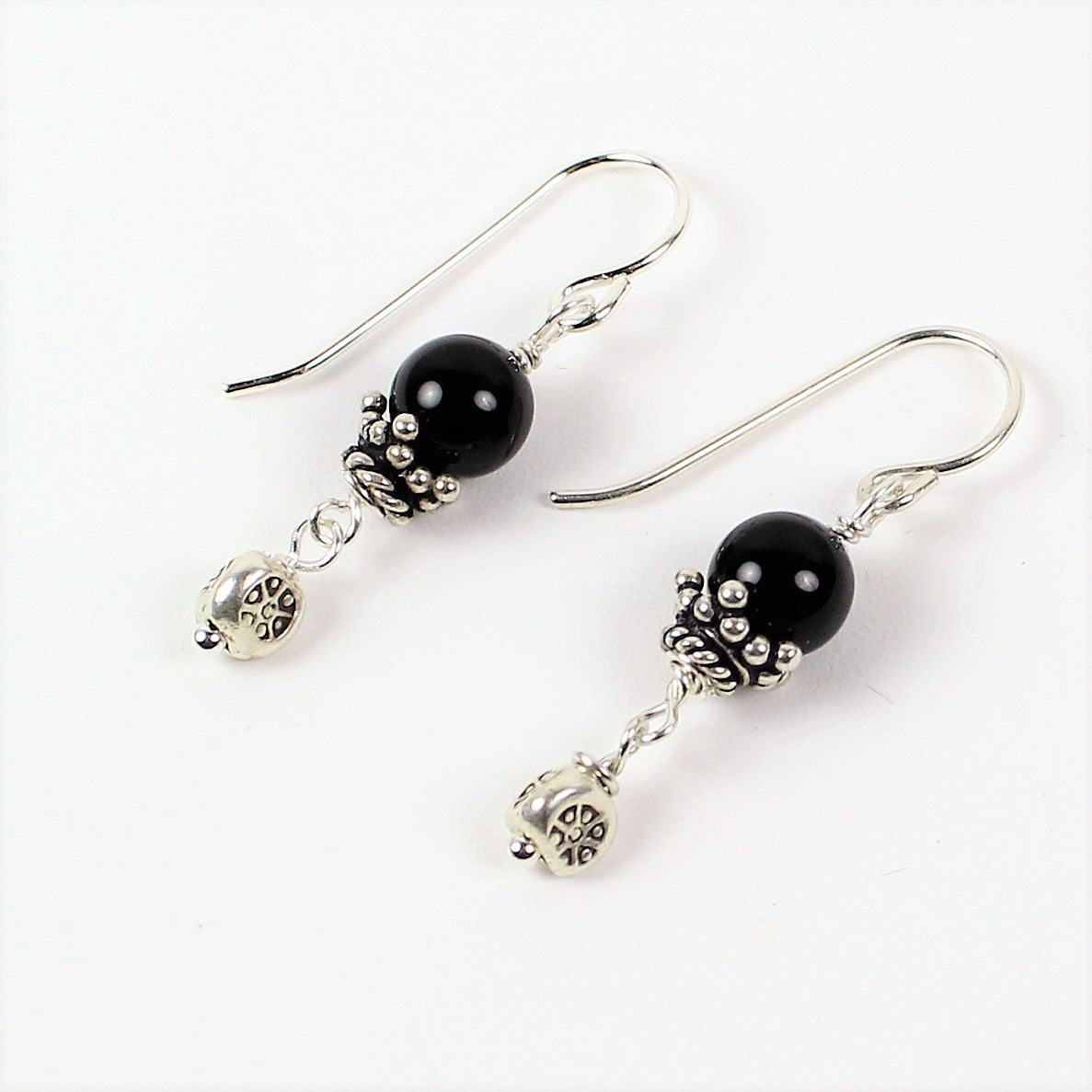 Onyx and Sterling Dangle Earrings