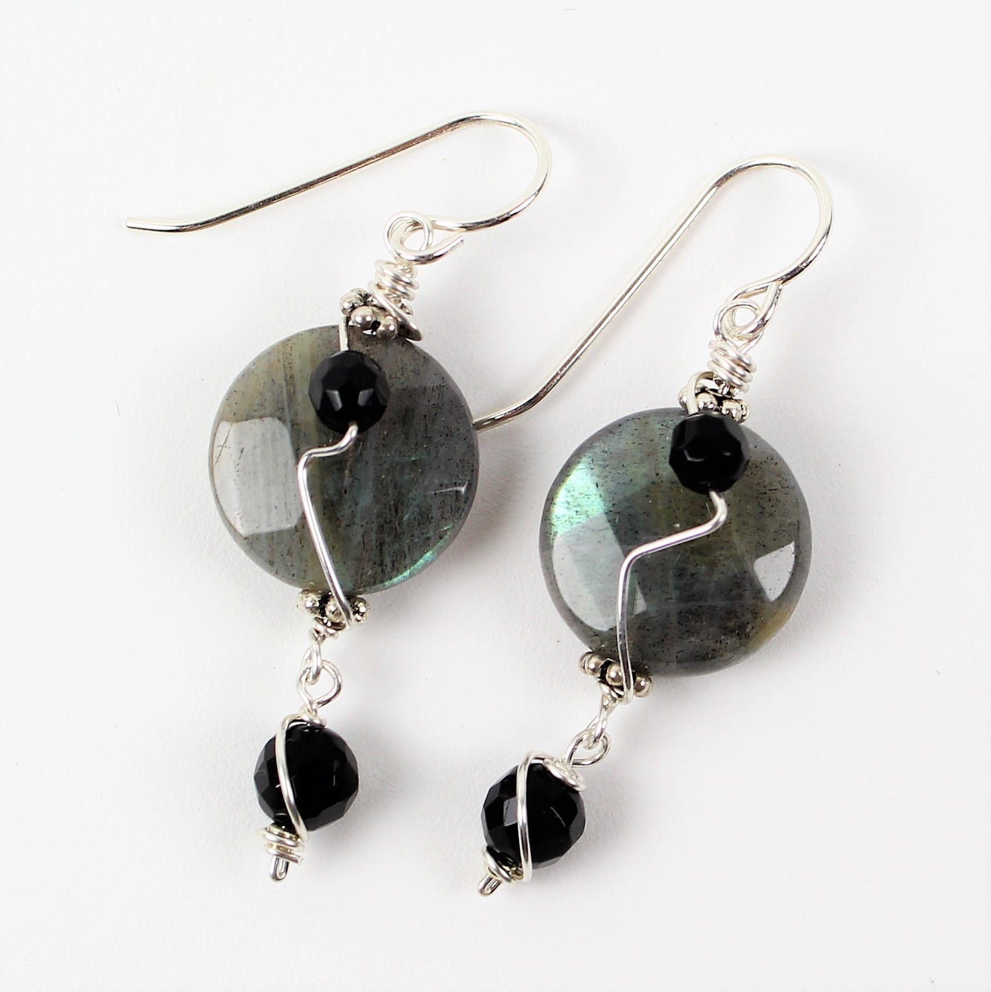 Labradorite and Onyx Earrings